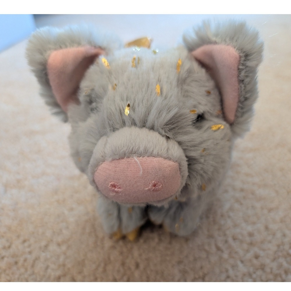 Douglas‎ Cuddle Toy Flying Pig Plush Gold Wings Whimsical Stuffed Animal #14819